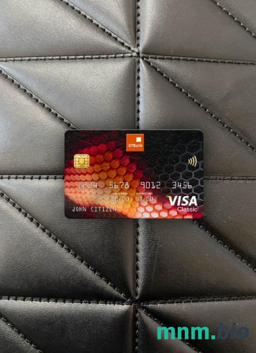 Nigeria GTbank visa classic card wygląd fotograficzny skan PSD + zdjęcie